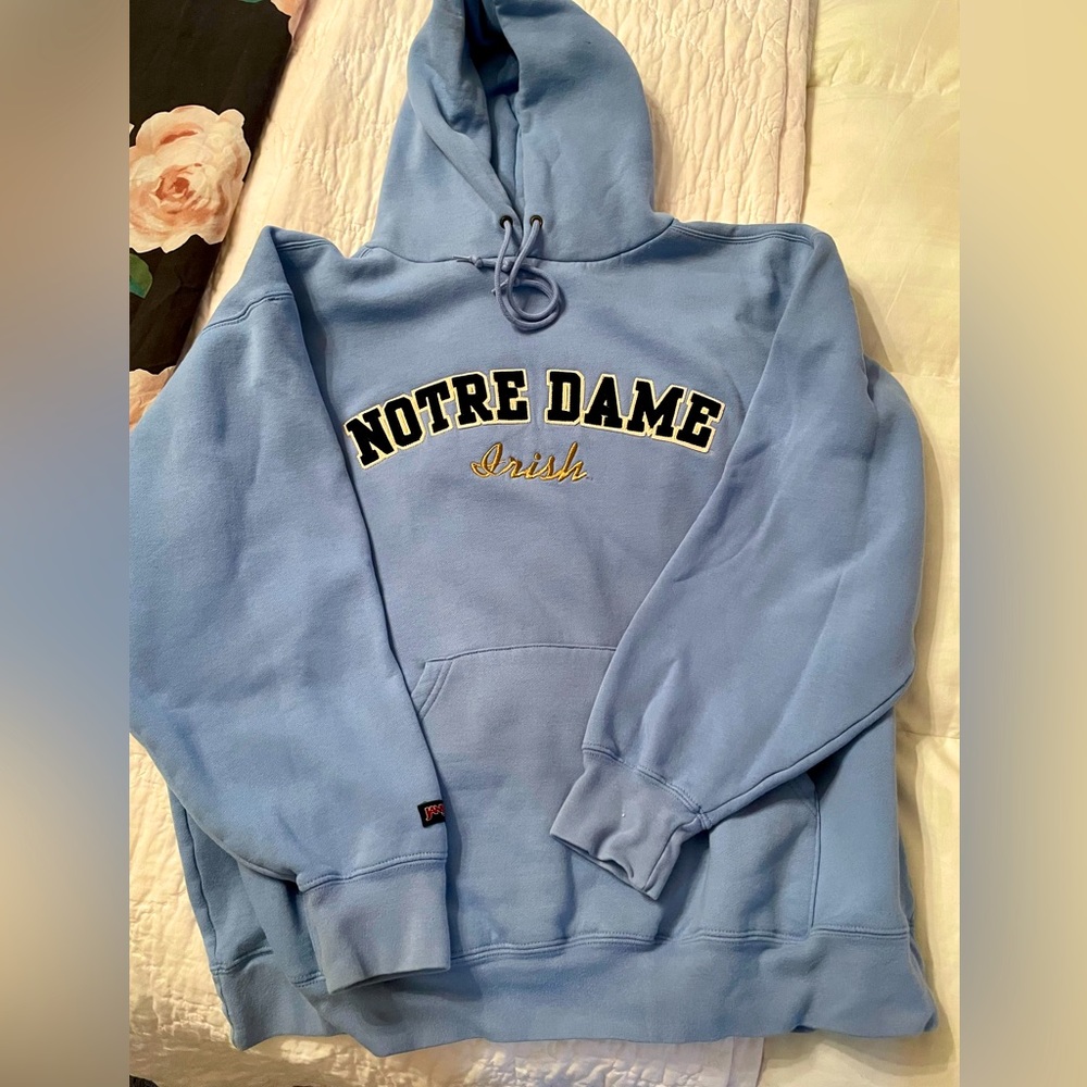 NOTRE DAME Vintage Irish Light Blue Jansport Hoodie  Sz L